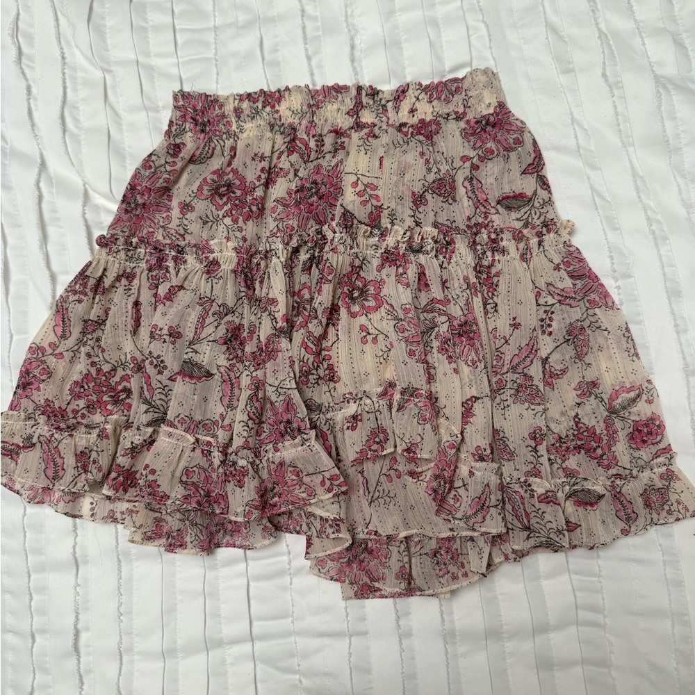 Misa Los Angeles Pink Floral Mini Skirt